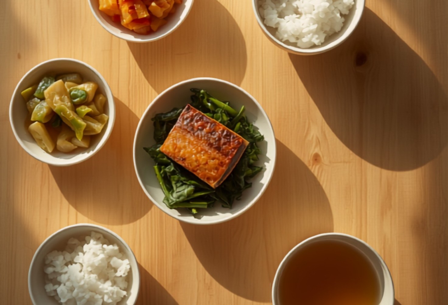 食卓に並んだ主菜と副菜